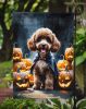 Chocolate Poodle Puppy Halloween Garden Flag Mailbox Decorative Yard Banner Outside Patio Artwork for Flower Beds, Garden Size, Multicolor