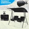 2 Seater Porch Swing Chair with Handy Storage and 360Â° Rotatable Tray Black