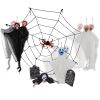 8-Piece Outdoor Halloween Decoration Set | Hanging Ghosts, Skeleton, Gravestones & Spider Web