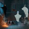 8-Piece Outdoor Halloween Decoration Set | Hanging Ghosts, Skeleton, Gravestones & Spider Web