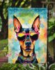 Doberman Pinscher Hippie Dawg Garden Flag Mailbox Flag Decorative Yard Flag Banner Outside Patio Artwork Yard Flower Beds, Garden Size, Multicolor