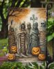 Mummies Spooky Halloween Garden Flag Mailbox Flag Decorative Yard Flag Banner Outside Patio Artwork Yard Flower Beds, Garden Size, Multicolor