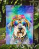 Schnauzer Hippie Dawg Garden Flag Mailbox Flag Decorative Yard Flag Banner Outside Patio Artwork Yard Flower Beds, Garden Size, Multicolor