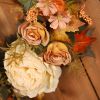 Pre-Lit Peony & Maple Leaf Fall Wreath – Thanksgiving Front Door Décor