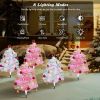 Set of 4 Pre-Lit Pathway Christmas Trees – 33.9" Outdoor Christmas Decorations with Solar & USB-C Charging
