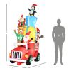 9FT Santa Driving Gift Car Christmas Inflatable with Reindeer, Elf & Penguins