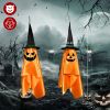 2-Pack Hanging Pumpkin Ghosts with Wizard Hats – Halloween Tree & Porch Decorations