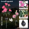Solar Rose Lights Outdoor, 2 Pack with 14 Rose Flowers Waterproof Color Changing LED Flower Lights, Solar Powered Garden Stakes for Yard, Patio, Pathw