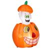 Animated Pumpkin Ghost Inflatable with LED Lights – Halloween Yard & Porch Decoration