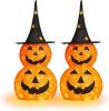 3FT Cute Collapsible Lighted Halloween Decorations Outdoor, 2-PCS Pop Up Halloween Pumpkin Decorations, Light Up Pumpkin with Pre-lit 150 LEDs