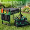 Foldable Garden Kneeler and Seat Bench with Cross-Body Tool Bag, Removable Tool Pouch, Heavy Duty Garden Stool with Soft Kneeling Pad, No Assembly,Ide