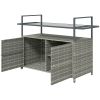 Wicker Outdoor Bar & Serving Cart with Storage – Mixed Gray