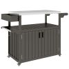 Outdoor Prep & Bar Cart with Stainless Steel Top – Gray