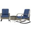 3-Piece Wicker Rocking Conversation Set – Gray & Blue