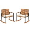 Acacia Wood Outdoor Rocking Chairs with Cushions – Set of 2