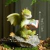 1pc Miniature Fairy Garden Figurines, Cute Resin Dragon Statue, Mini Dragon Reading Figurine, Mini Pink Dragon And Baby Statue, Fairy Garden Decor, Fo