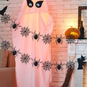 Black Spider & Spiderweb Garland – Halloween Hanging Decoration (2, 3, 4 & 5-Piece Sets) (Quantity: 4pcs, Color: black)