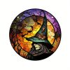 1pc Halloween Witch Stained Glass Suncatchers – Decorative Window Hanging