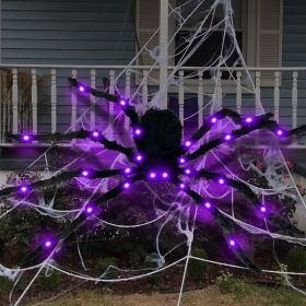 Light-Up Giant Halloween Spider with Web – Indoor & Outdoor Spooky Decoration (Color: 29.53inch# Glowspider)