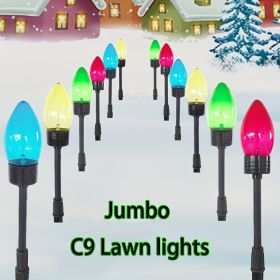 12-Light C9 Bubble Lawn Lights – Outdoor Christmas Pathway Lights (Solar or Battery Powered) (Items: Battery Powered C9 Lights)