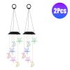 Solar Moon and Star Wind Chime 7 Color Changing Wind Chime for Outside IPX4 Waterproof Outdoor Garden Yard Decor