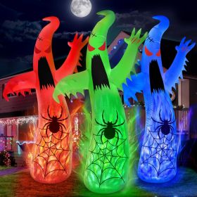 12FT Giant Halloween Ghost Inflatable | Rotating 3-Color Flame LED Yard Decoration (Color: White)