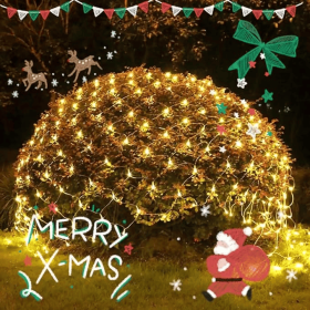 LED Christmas Net Lights – Battery Operated Waterproof Mesh Lights with 8 Lighting Modes for Indoor & Outdoor Holiday Décor (Quantity: 1pcs)