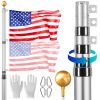 20FT Telescoping Flag pole Kit, Heavy Duty Aluminum Alloy in Ground Flag Poles for Outside, 3 Display Modes Flagpole with 3x5 American Flag, Professio