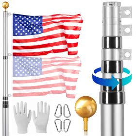 20FT Telescoping Flag pole Kit, Heavy Duty Aluminum Alloy in Ground Flag Poles for Outside, 3 Display Modes Flagpole with 3x5 American Flag, Professio (Height: 20 ft, type: Telescopic)