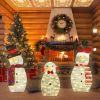 3-Piece Lighted Snowman Family Christmas Yard Decoration – Warm White LED Outdoor Holiday Display