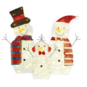 3-Piece Lighted Snowman Family Christmas Yard Decoration – Warm White LED Outdoor Holiday Display (type: Battery Box Type)