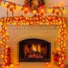 Pre-Lit Fall Garland LED String Lights – Maple Leaf or Pumpkin (3-Pack)