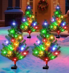 Solar Garden Stake Lights | Christmas Trees, Roses, Lilies & Sunflowers (Color: 4pcs Christmas trees)