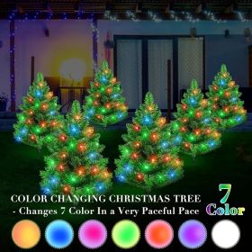 Solar LED Christmas Tree Pathway Lights | Color-Changing Outdoor Holiday Decorations (Quantity: 4pcs)