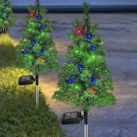 Solar LED Christmas Tree Pathway Lights | Color-Changing Outdoor Holiday Decorations (Quantity: 2Pcs)
