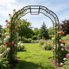 Metal Garden Arch W74.4'' x H98.4'' Garden Arbor Trellis Climbing Plants Support Rose Arch Outdoor Arch