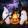 12FT Giant Halloween Ghost Inflatable | Rotating 3-Color Flame LED Yard Decoration