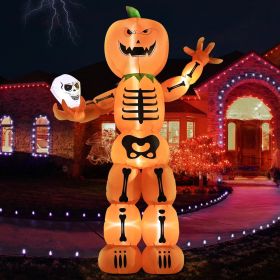 12FT Giant Halloween Ghost Inflatable | Rotating 3-Color Flame LED Yard Decoration (Color: Pumpkin Man)
