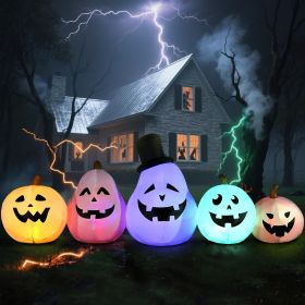 12FT Giant Halloween Ghost Inflatable | Rotating 3-Color Flame LED Yard Decoration (Color: White Pumpkin)