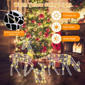 3-Piece Lighted Reindeer Family Christmas Decoration Set – Warm White LED Deer Display for Indoor & Outdoor Holiday Décor (Color: White)
