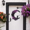 Mystical Moon Cat Halloween Wreath – Crescent Moon Door Décor