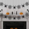 Black Spider & Spiderweb Garland – Halloween Hanging Decoration (2, 3, 4 & 5-Piece Sets)