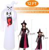 12FT Giant Halloween Ghost Inflatable | Rotating 3-Color Flame LED Yard Decoration