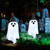 Solar Halloween Pumpkin Stake Lights | Set of 4 LED Jack-o'-Lantern Pathway Lights