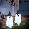 Solar Halloween Pumpkin Stake Lights | Set of 4 LED Jack-o'-Lantern Pathway Lights