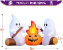 12FT Giant Halloween Ghost Inflatable | Rotating 3-Color Flame LED Yard Decoration