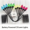 12-Light C9 Bubble Lawn Lights – Outdoor Christmas Pathway Lights (Solar or Battery Powered)