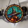1pc Halloween Witch Stained Glass Suncatchers – Decorative Window Hanging