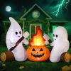 12FT Giant Halloween Ghost Inflatable | Rotating 3-Color Flame LED Yard Decoration